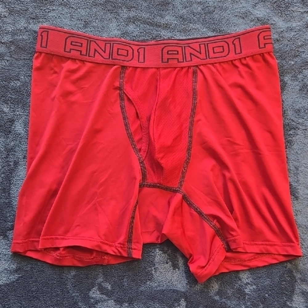 AND1 Red Athletic Boxer Briefs with Sporty Waistband